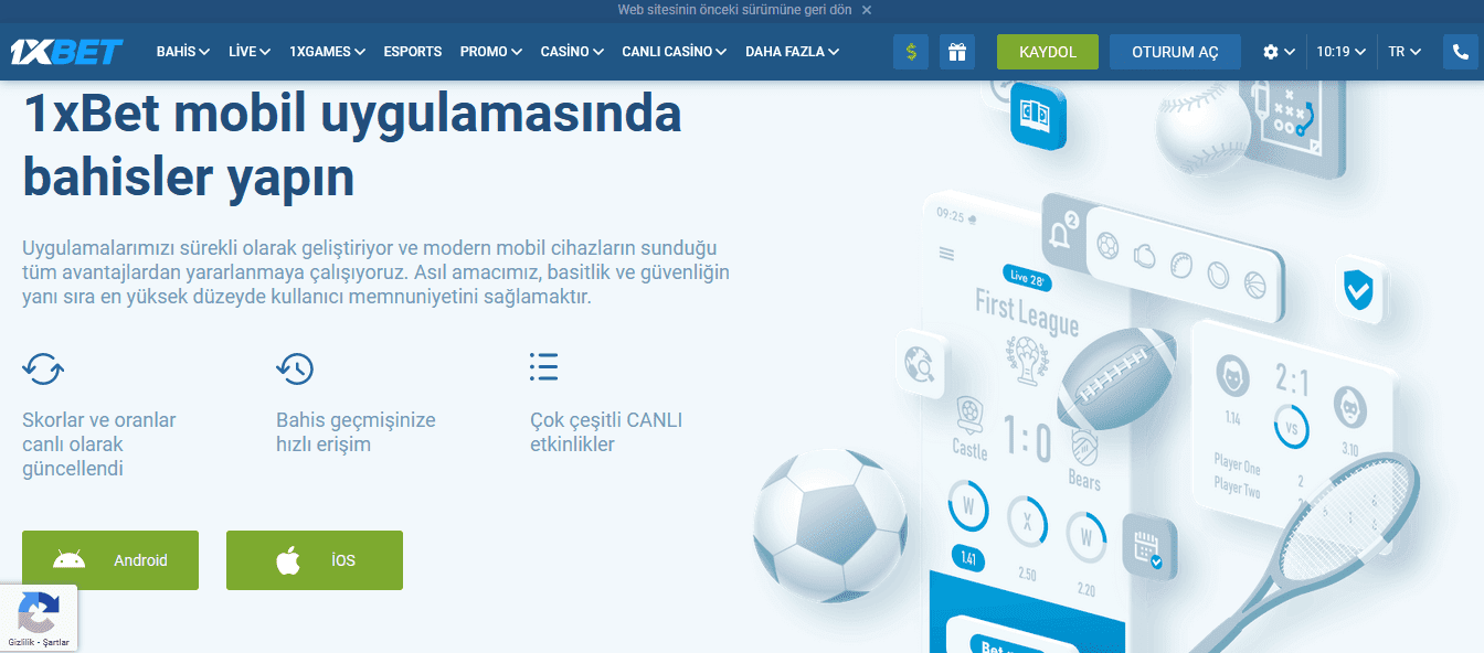 1xBet TR'nin mobil versiyonu